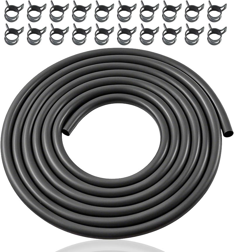 KIKITE 10 Feet 1/4 Inch ID Fuel Line Hose Compatible with Briggs & Stratton Kohler Kawasaki Small Gas Diesel Engines Mowers and Generators Rubber Fuel Hose with 20 Clamps - Image 1